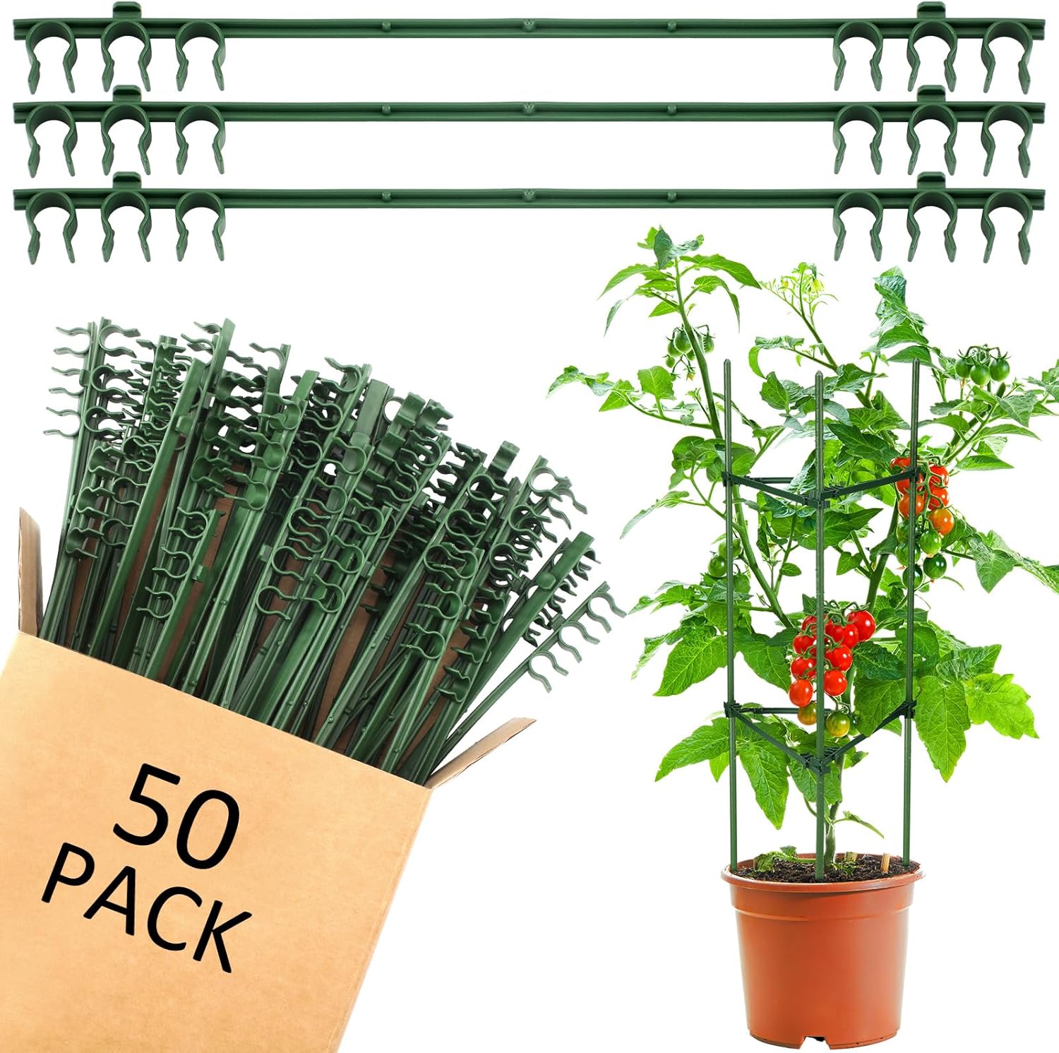 50 Pcs Adjustable Plant Stake Arms for Tomato Cage 11 Inch Expandable Trellis Connectors 11mm Diameter Garden Plant