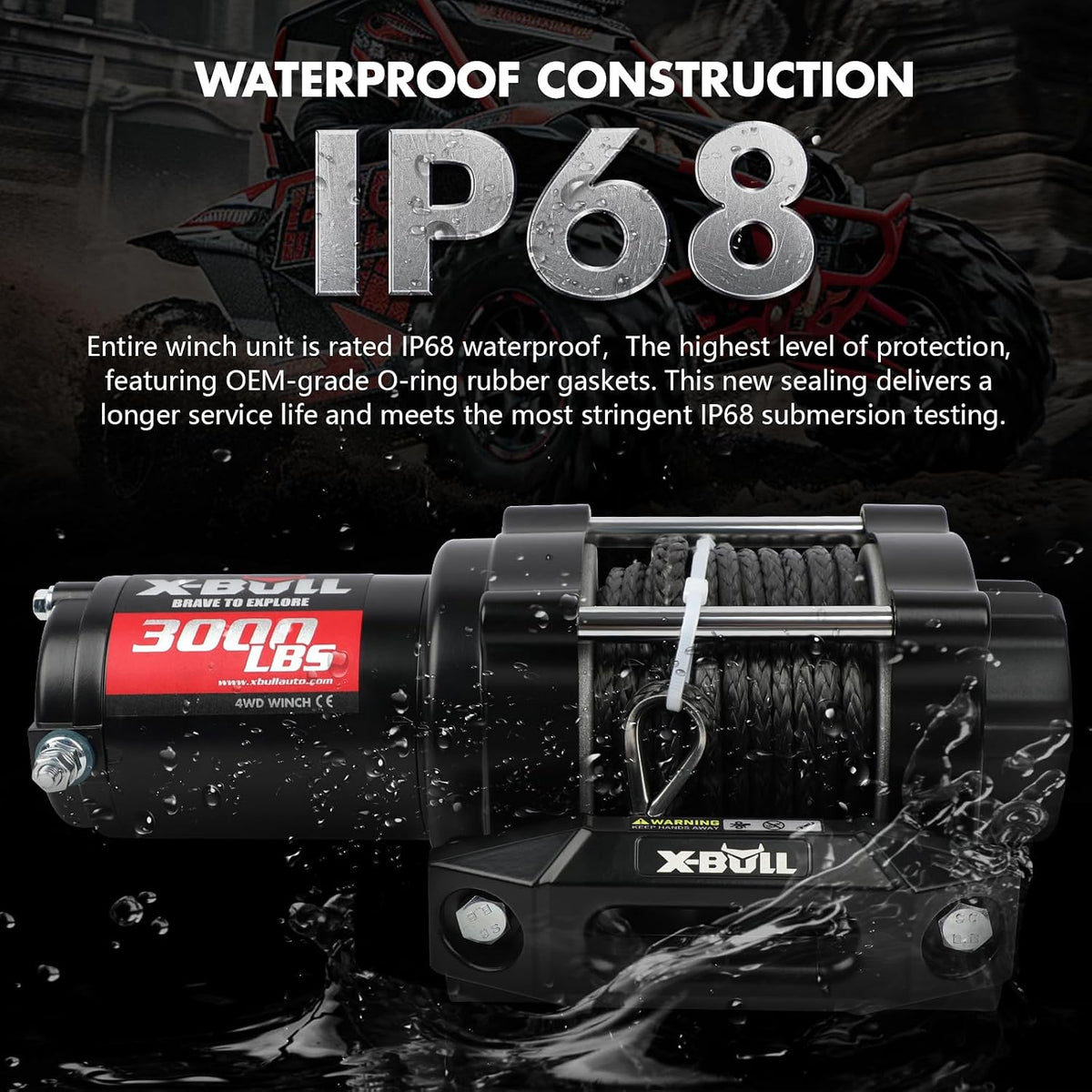 New 12V DC 3000LBS IP68 Waterproof Electric Winch for Towing ATV/UTV, Boat, Off Road, Wireless Remote and Corded