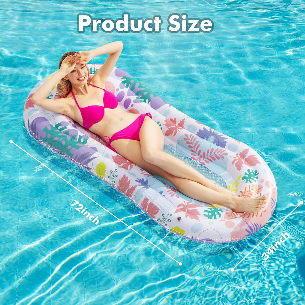 Pool Floats Lounger, 2 Pack Inflatable Pool Float Adult Size Water Hammock, Pool Floats Rafts Floaties for Swimming