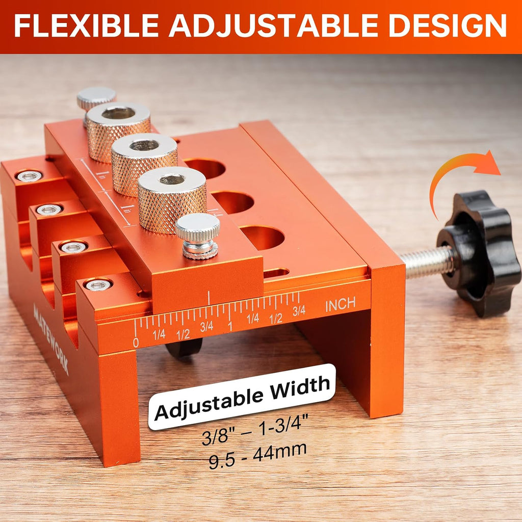Dowel Jig, Drill Guide for Straight Holes Doweling Jig for Wood | Woodworking Tool, Adjustable Width Dowel Jig Kit