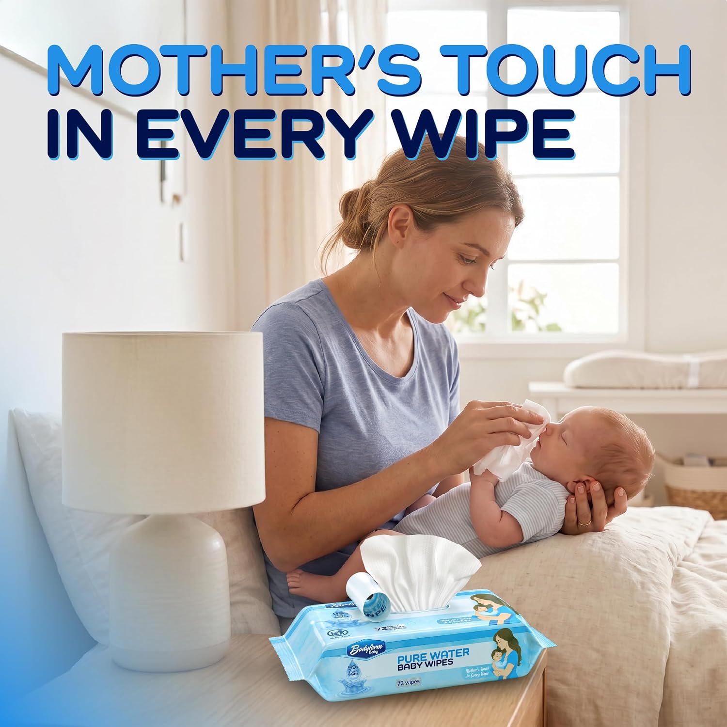 Baby Pure Water Baby Wipes, 24 Pack of 72 Count (1,728 Wipes Total) — 99% Pure Water Formula, Alcohol-Free &