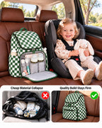 Checkered Diaper Bag Backpack with Changing Pad & Stroller Clips