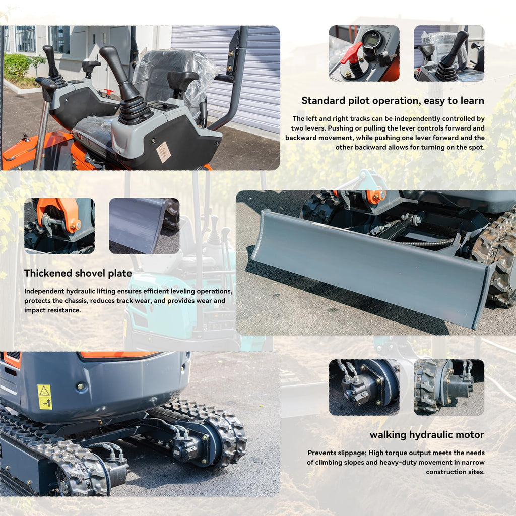 Mini Tracked Excavator, Equipped with a Pilot-Operated System, Is Suitable for Excavation and Bulldozing Projects in