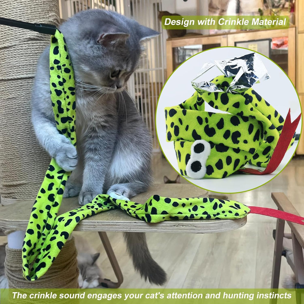 Interactive Cat Toy Wand with Catnip Mouse, Cat Teaser Wand Rainbow String for Bored Indoor Adult Cats and Kittens (5