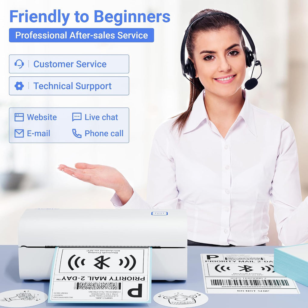 4x6 Shipping Label Printer - Desktop Thermal Barcode Printer | WINDOWS & MacOS Compatible, Label Printer for Small