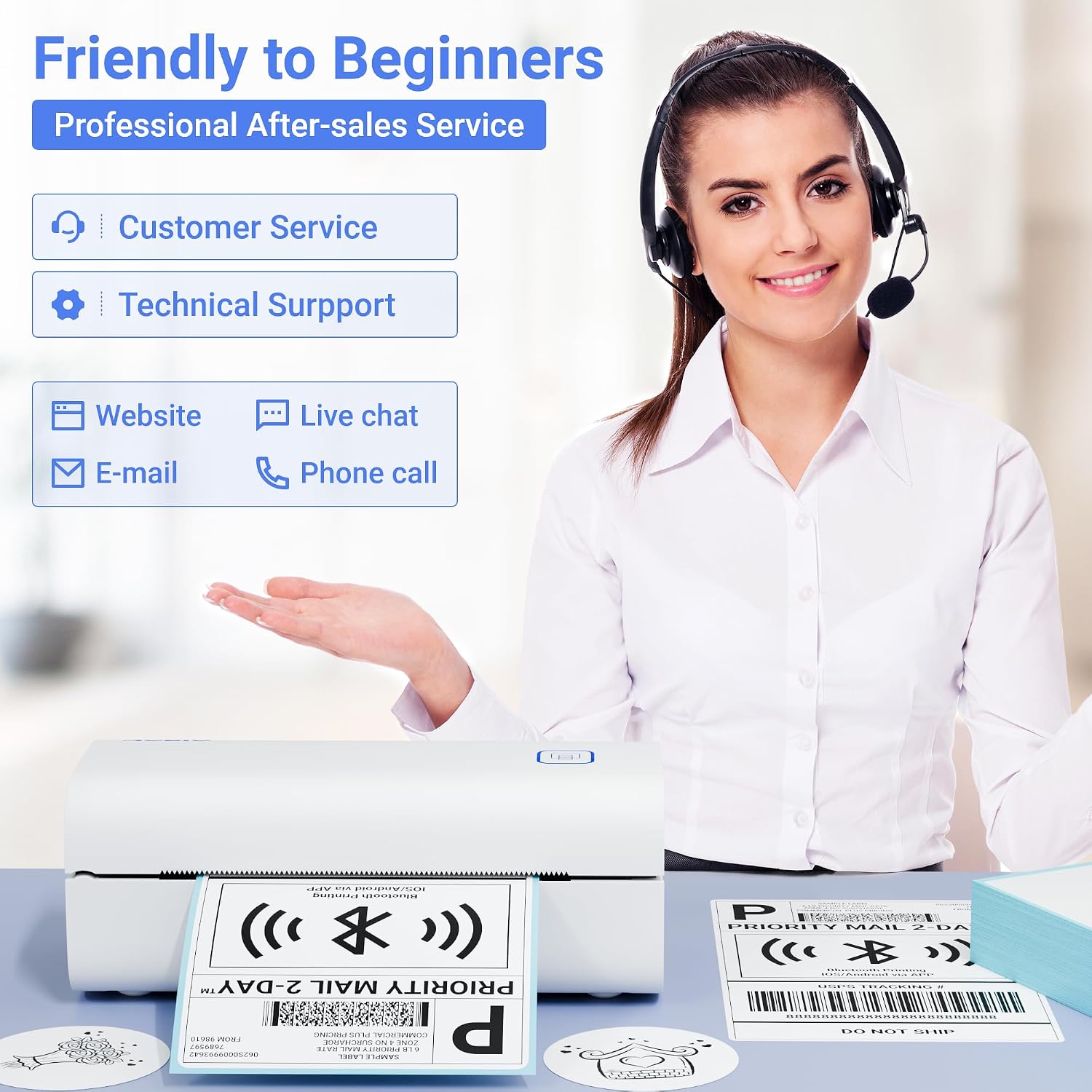 4x6 Shipping Label Printer - Desktop Thermal Barcode Printer | WINDOWS & MacOS Compatible, Label Printer for Small