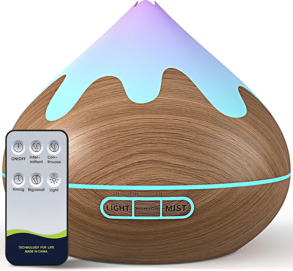 500ML Essential Oil Diffuser, Ultrasonic Aromatherapy Diffuser with Remote Control, Air Diffusers for Home Office