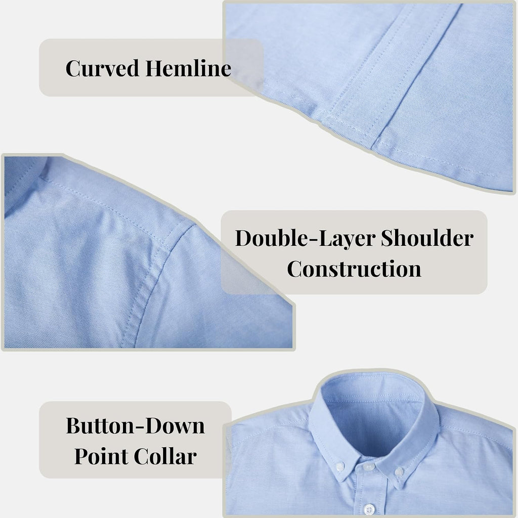 Boys 100% Cotton Oxford Long Sleeve Shirt Button-Down Collar