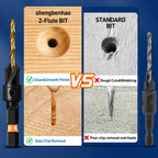 shengbenhao #4 Countersink Drill Bit Set for Wood 12Pcs Adjustable