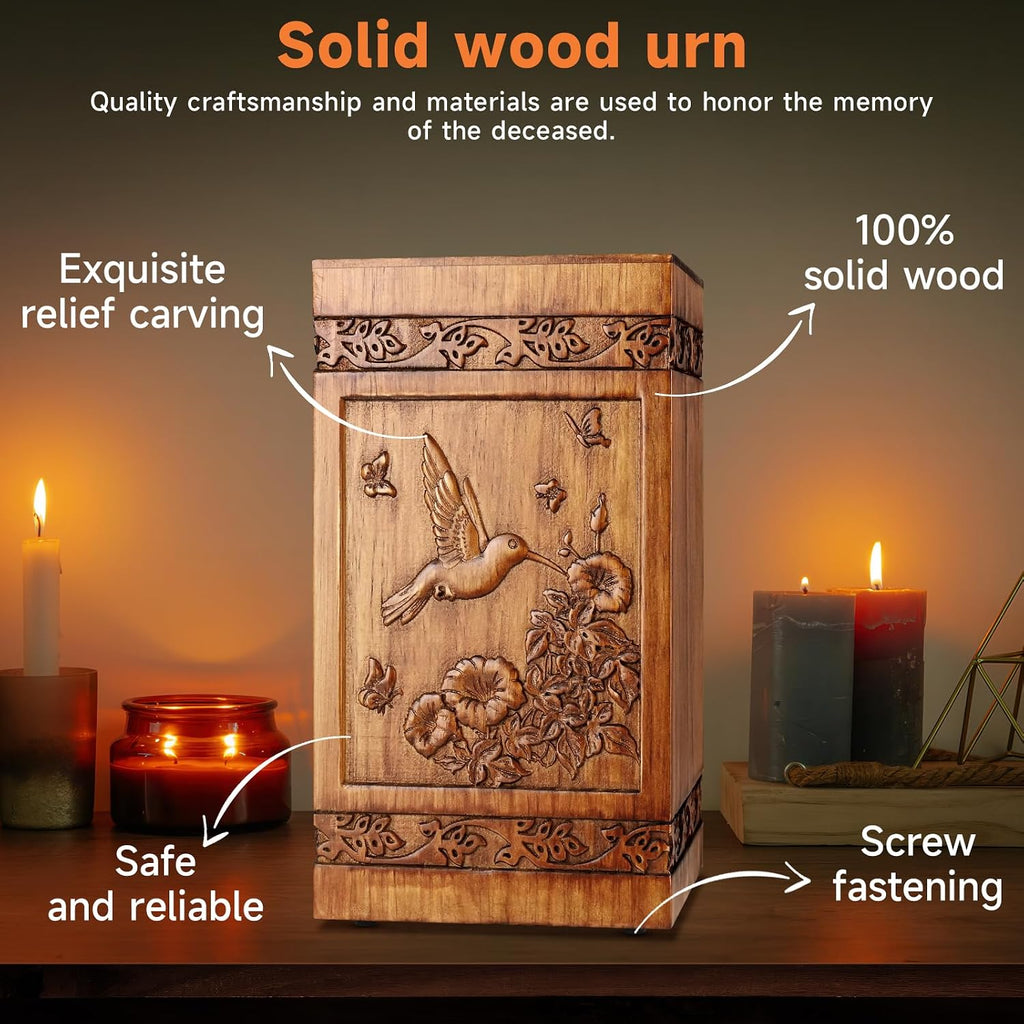 Wooden Urn for Ashes Adult Male Female, Handcrafted Large Cremation Urns Box for Human Ashes Adult Men Women