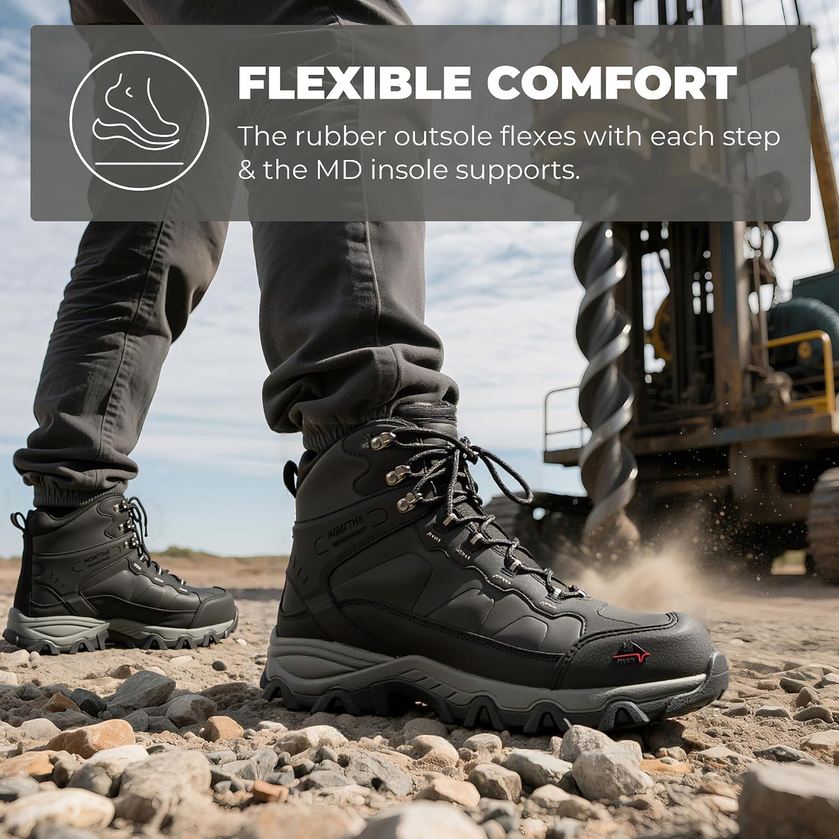 Men's Waterproof Steel Toe Work Boots | Slip Resistant ASTM-certified Safety Toe Boots for Men for