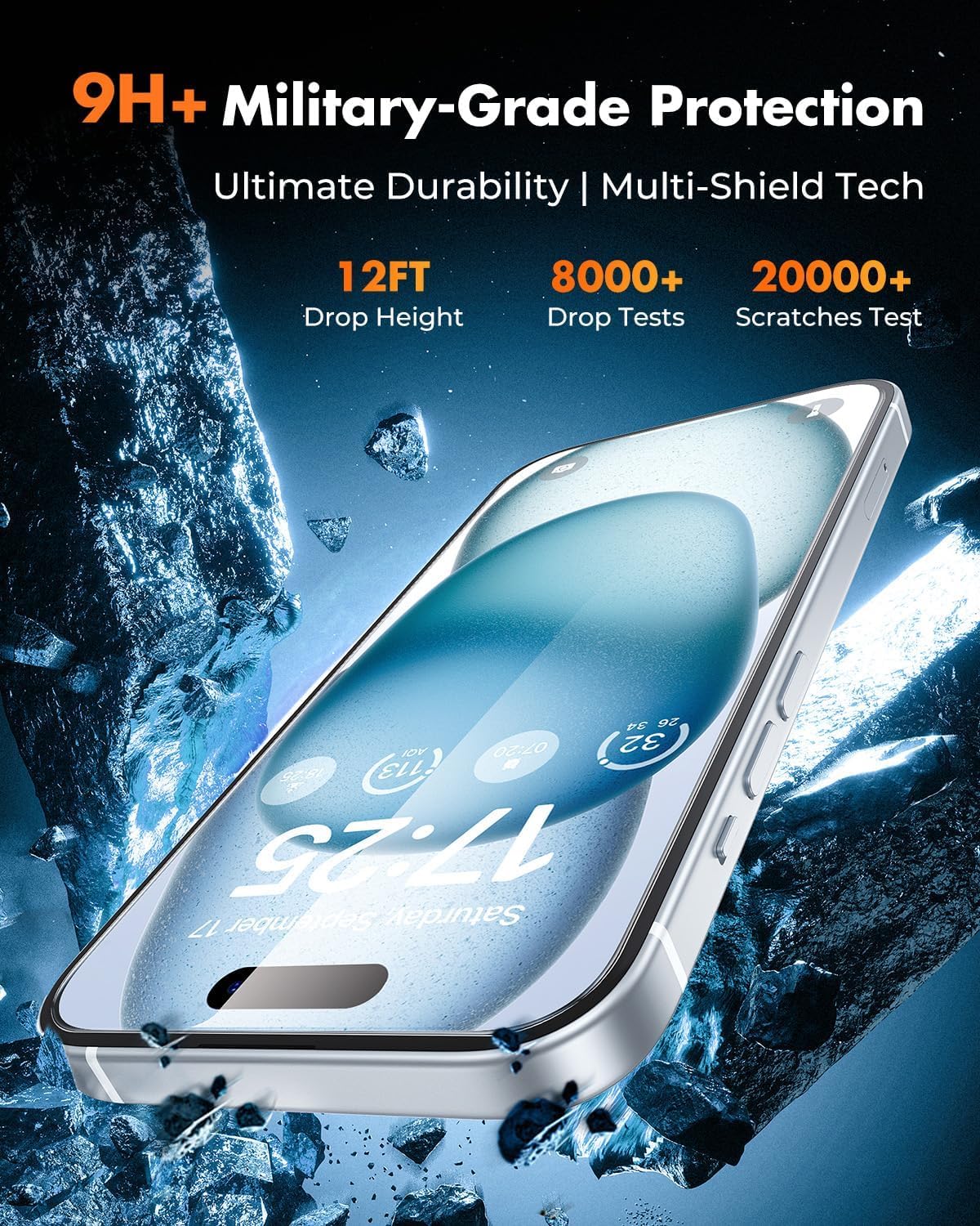 2+2 Pack for iPhone 15 Screen Protector & Lens Protector [Military-Grade] [99% HD Clear] [Easy Install] 9H+