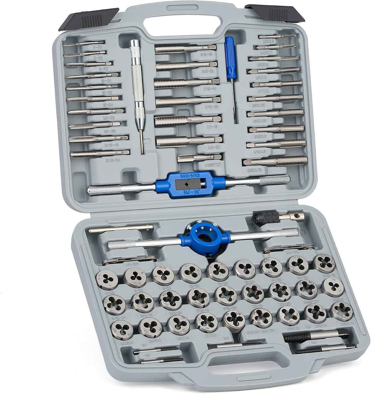 OMT 66pc SAE Metric Tap Die Set, Thread Repair Tool Kit w Screw Extractors