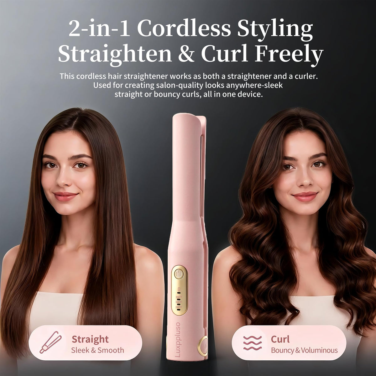 Cordless Hair Straightener and Curler 2 in 1