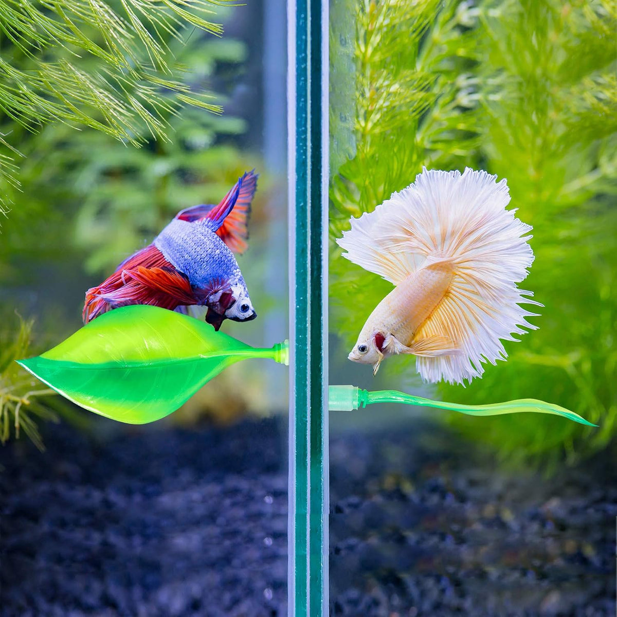 2 Pcs Green Silicone Betta Fish Bed Leaf Hammock Betta Fish Tank Accessories Decorations for Aquarium Ornaments