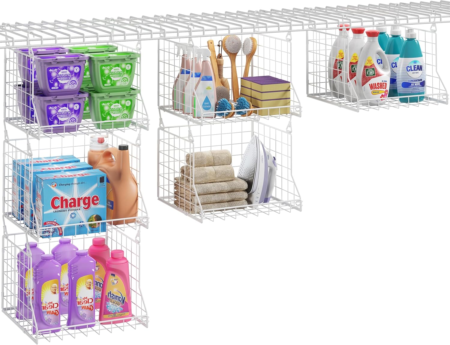 3-Tier Foldable Laundry Basket Organizer with Rotating Hooks(no wire shelf) | Space-Saving Over Washer and Dryer