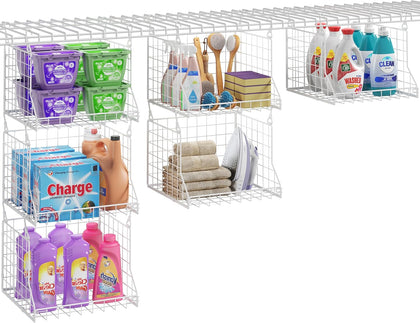 3-Tier Foldable Laundry Basket Organizer with Rotating Hooks(no wire shelf) | Space-Saving Over Washer and Dryer