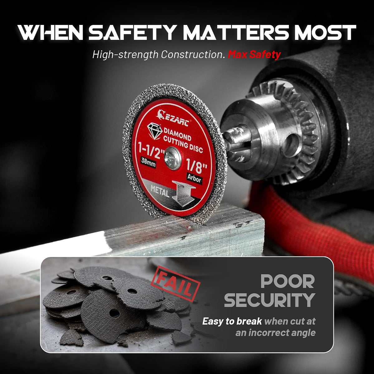 EZARC Durable 1-1/2 Diamond Cutting Wheels for Metal 3-Pack