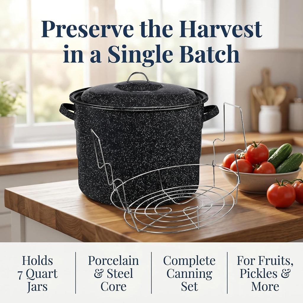 Water Bath Canner with Can Rack 21.5 Quart, Black, WYT-57