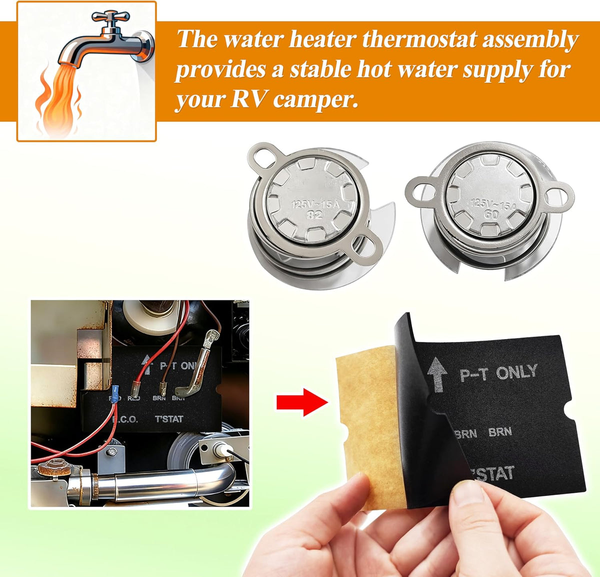 ARU RV Water Heater ECO and T-STAT Kit Compatible with Atwood 91447