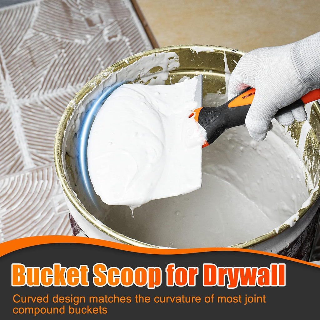 Drywall Knife Set, 10Pcs Drywall Tools Kit | Putty & Taping Knives, Painter Scraper, 14" Drywall Mud Pan and Scoop
