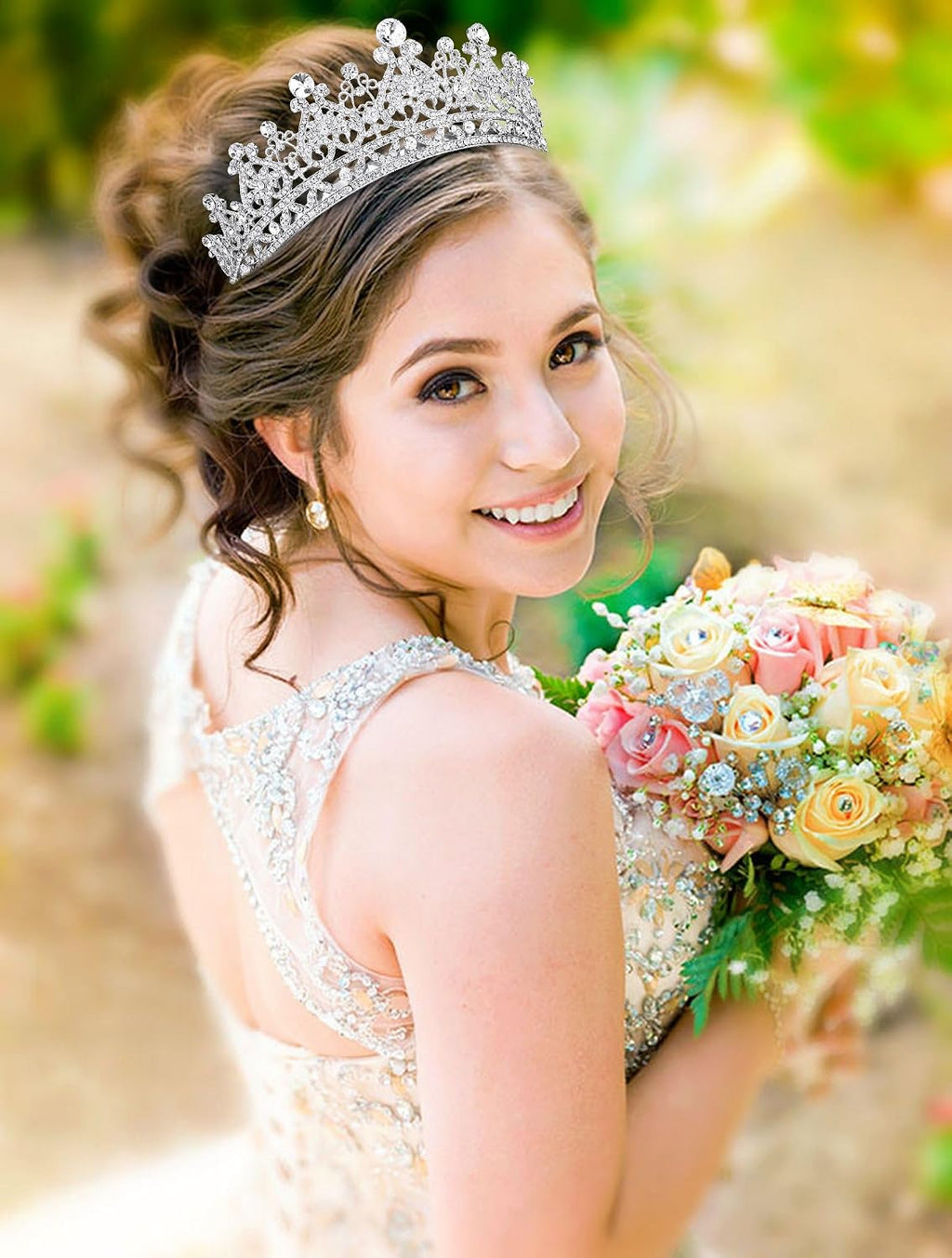 Tiaras and Crowns for Women Crystal Wedding Tiara for Bride, Royal Queen Crown Princess Tiara Quinceanera Crown