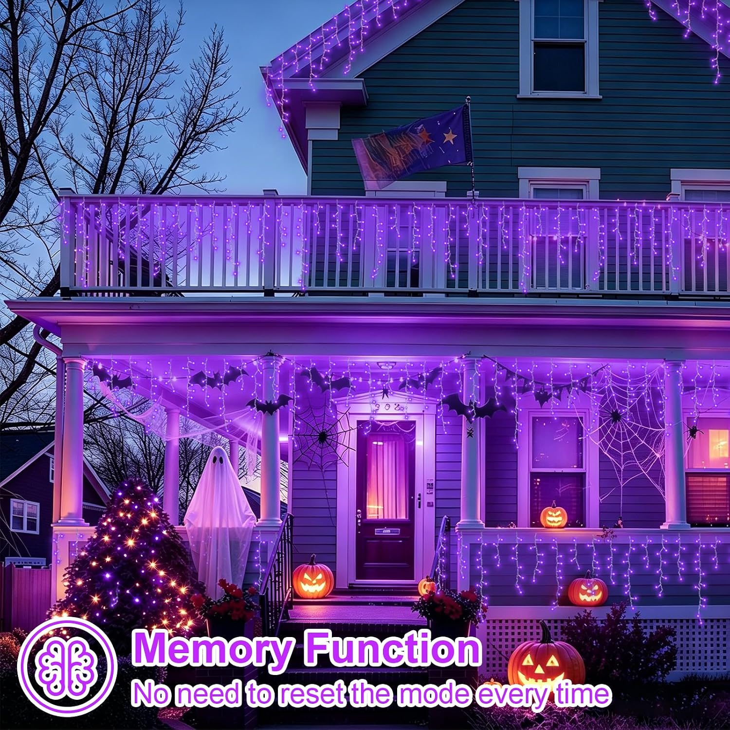 66ft 800 LED Icicle Lights Outdoor Waterproof, 160 Drops Halloween Lights Connectable, 8 Modes Icicle Christmas Light