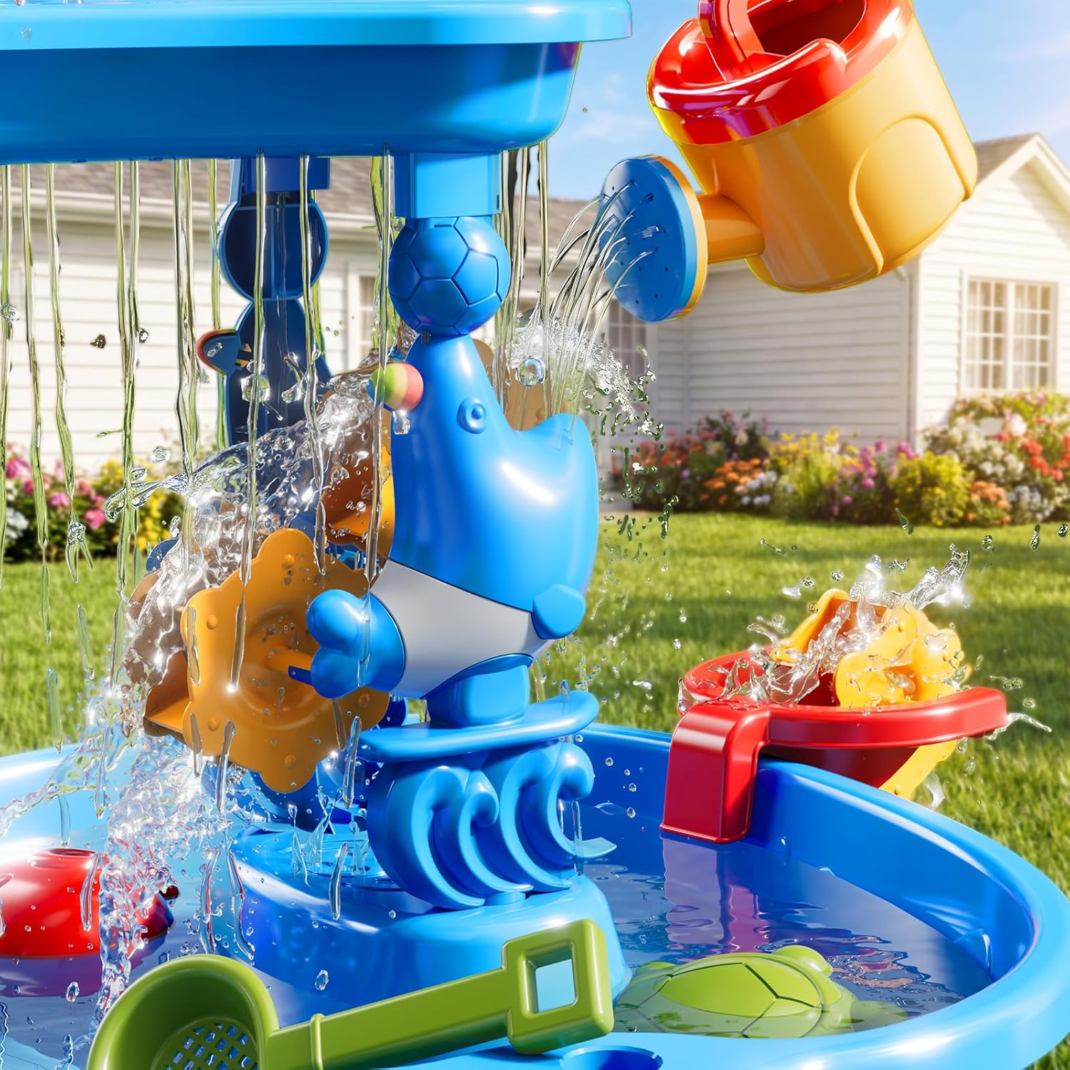 3-Tier Sand and Water Table for Kids, Summer Outdoor Beach Outside Backyard Activity Sensory Kids Sand and Water