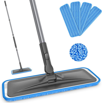 Microfiber Mops for Hardwood Floor Cleaning - BPAWA Flat Floor Mop with 4 Washable Pads for Laminate Wood Tile Vinyl