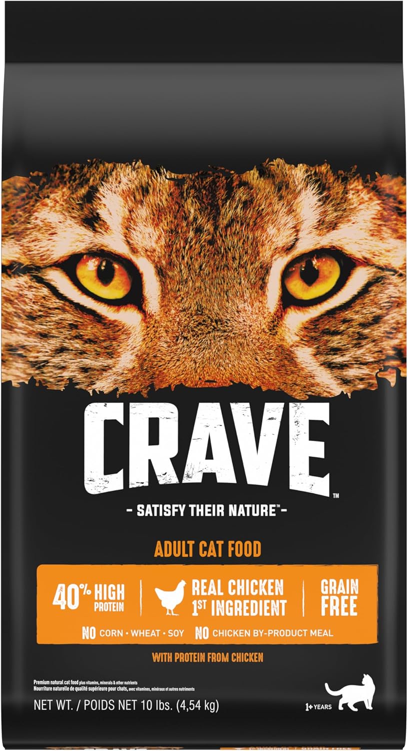 Grain Free High Protein Natural Adult Dry Cat Food, Chicken, 10 lb