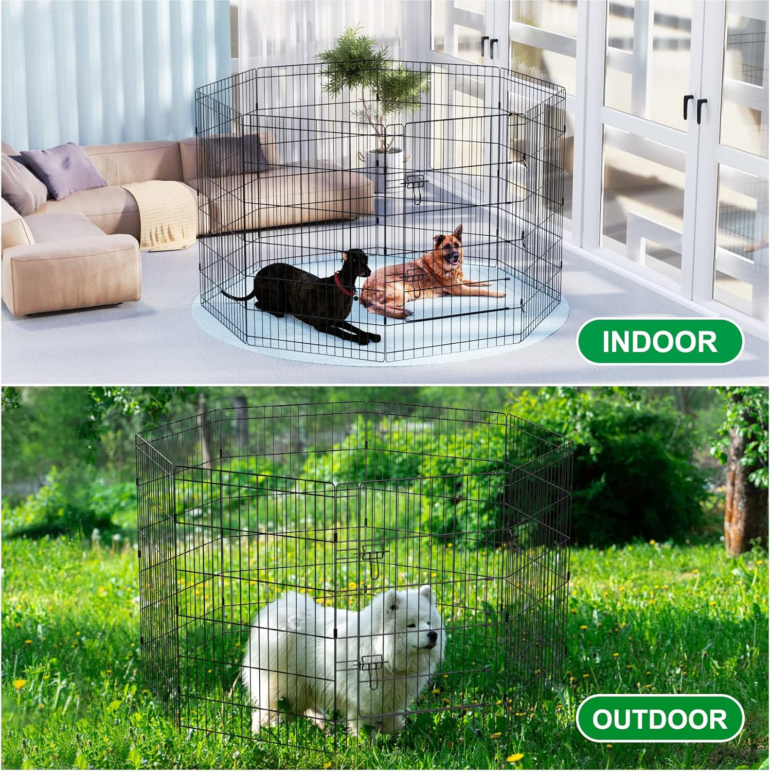 Pet Playpen Dog Pen Foldable Dog Exercise Fence 8 Panels 36 Inch Kennels Pet Playpen Options Ideal for Pet Medium