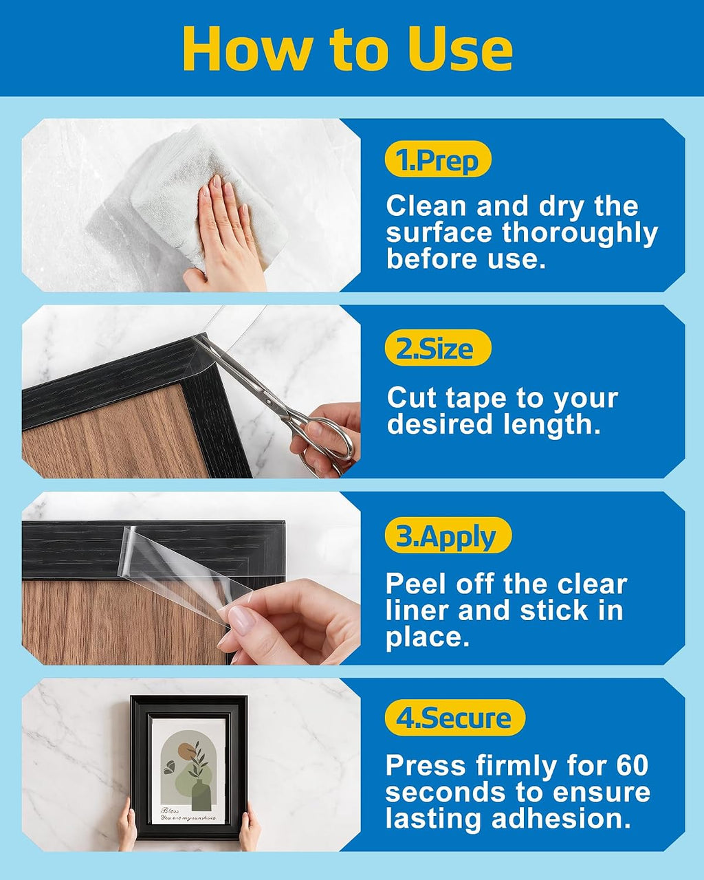 Double Sided Tape Heavy Duty, Nano Adhesive Mounting Tape (10FT)