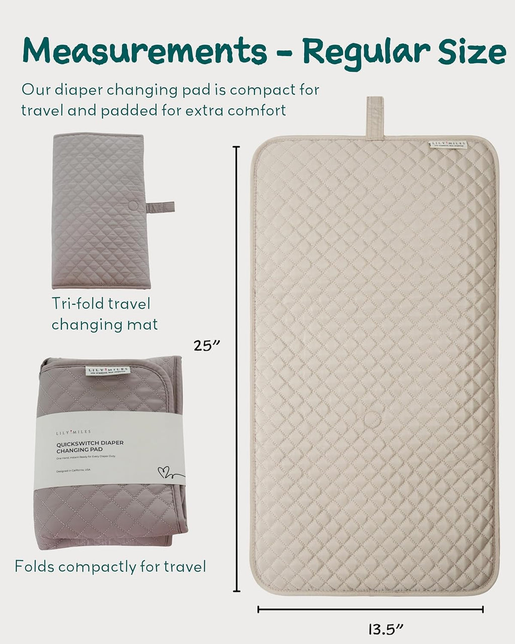 Diaper Changing Pad Portable, Baby Changing Mat with Magnetic Latches, Travel Pad for Diaper Bag, Baby Essentials