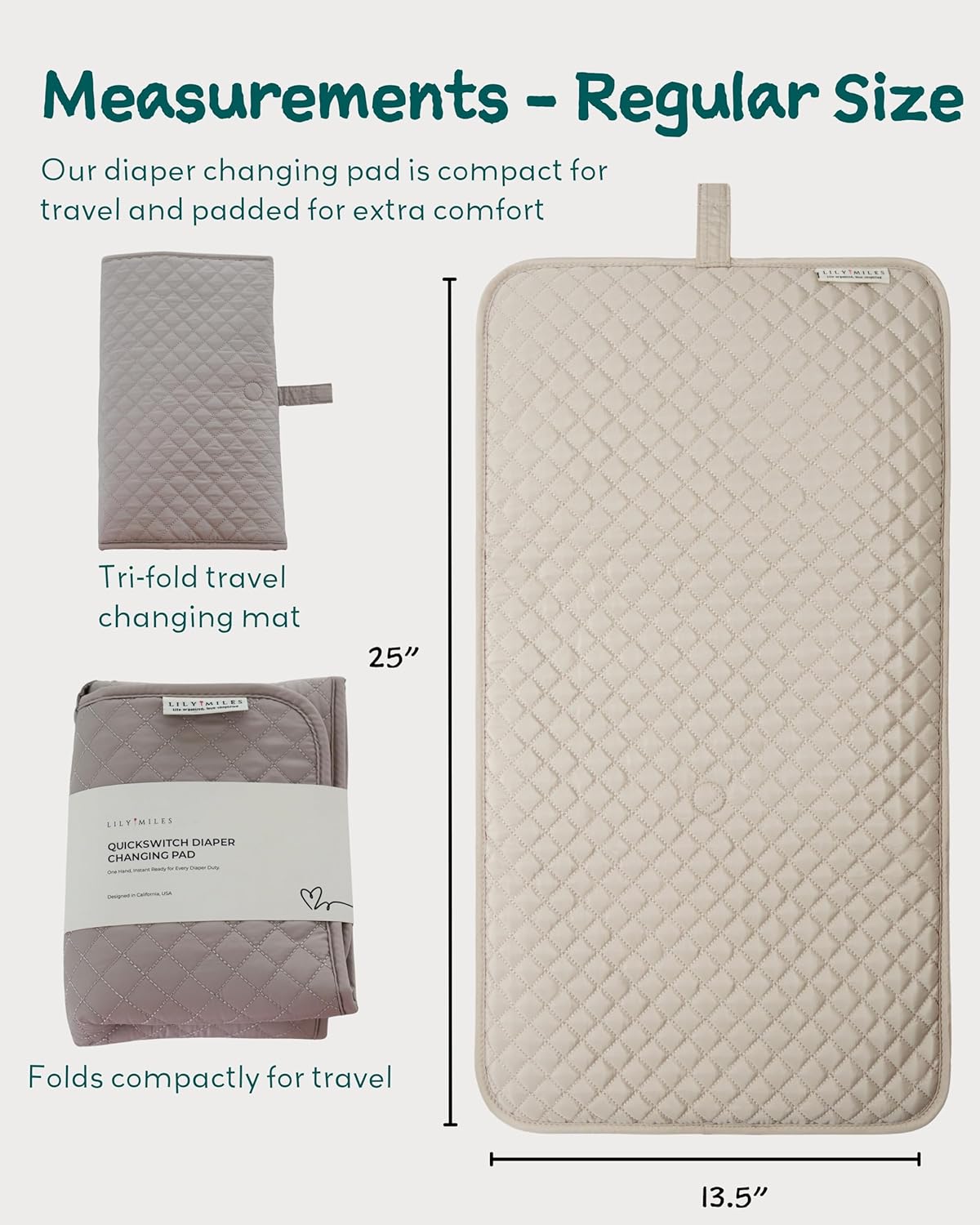 Diaper Changing Pad Portable, Baby Changing Mat with Magnetic Latches, Travel Pad for Diaper Bag, Baby Essentials