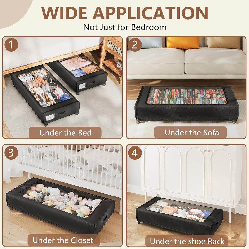 XXXXL Extra Long Under Bed Storage with Wheels,BIGGEST Size Available(66L) under the bed storage Organizer with