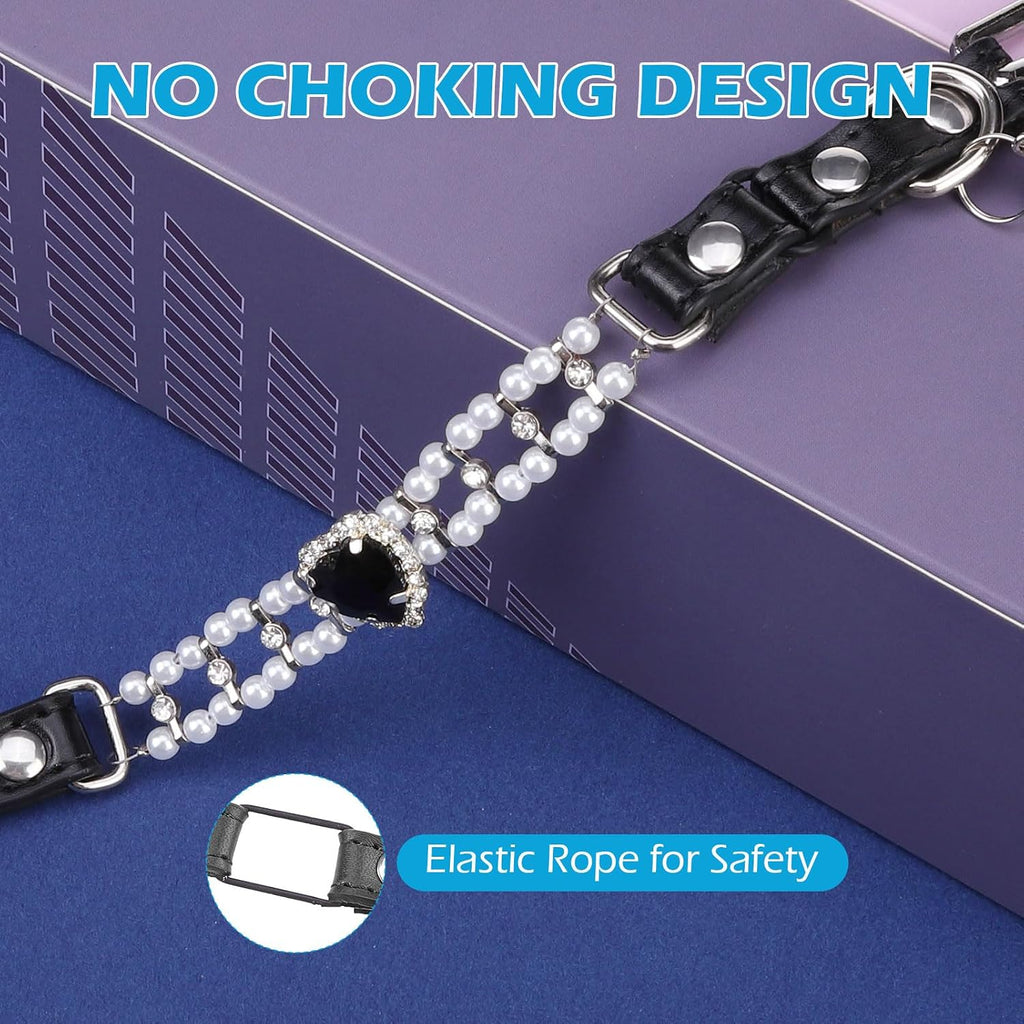 Cat Collar with Bell,Black (Pearl)