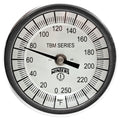 Winters TBM Series Stainless Steel 304 Single Scale Bi-Metal Thermometer, 4" Stem, 1/2" NPT Fixed Center Back Mount Connection, 3" Dial, 0-250 F Range
