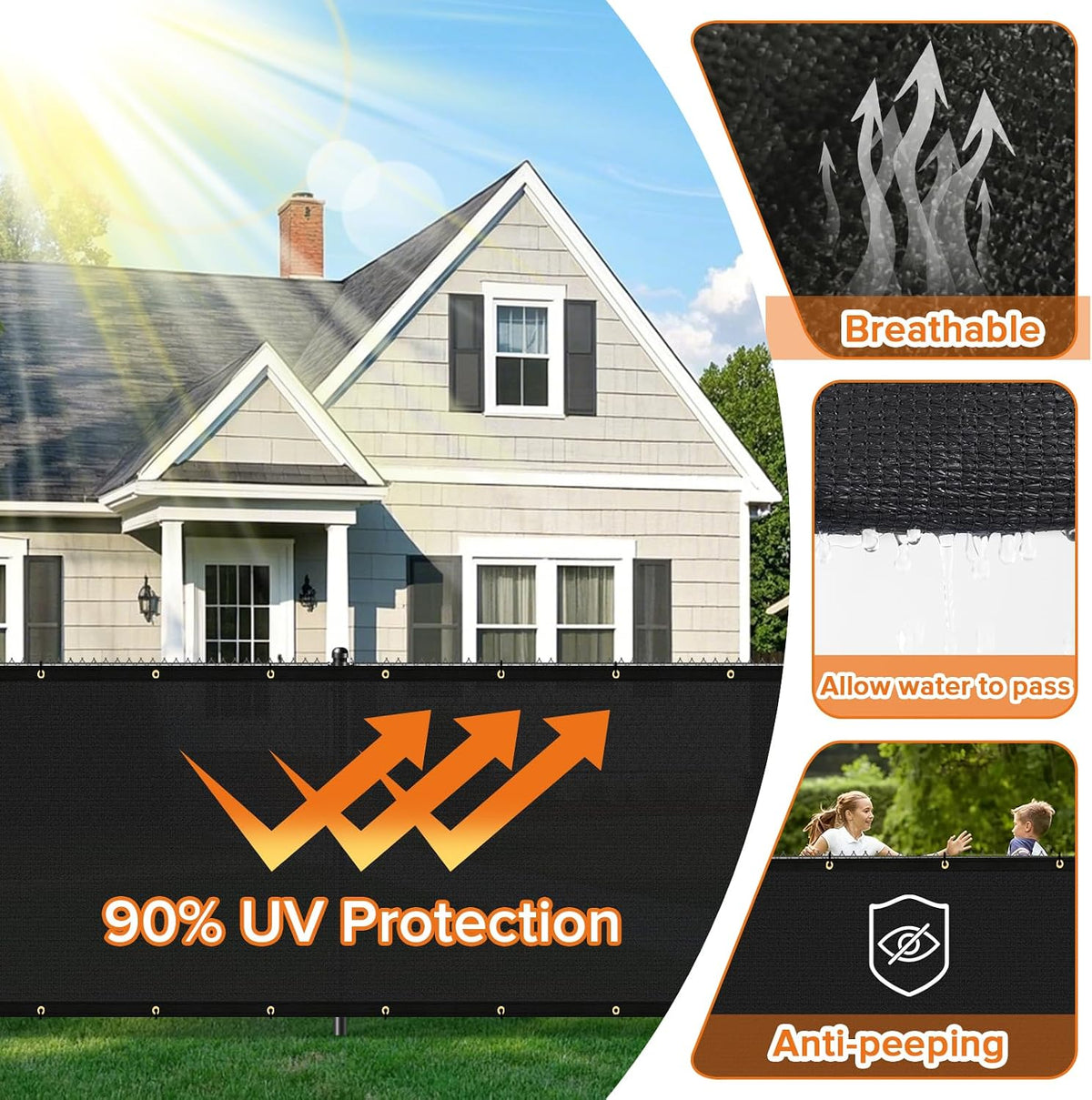 6ftx50ft Fence Privacy Screen Heavy Duty 170 GSM Windscreen & Dustproof Fabric Privacy Screen Covering Mesh Fencing