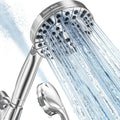9 Functions High Pressure Shower Head with Handheld,Built-in Pause Mode&Power Wash,Non-Clogging Nozzles,6ft Hose&Bracket