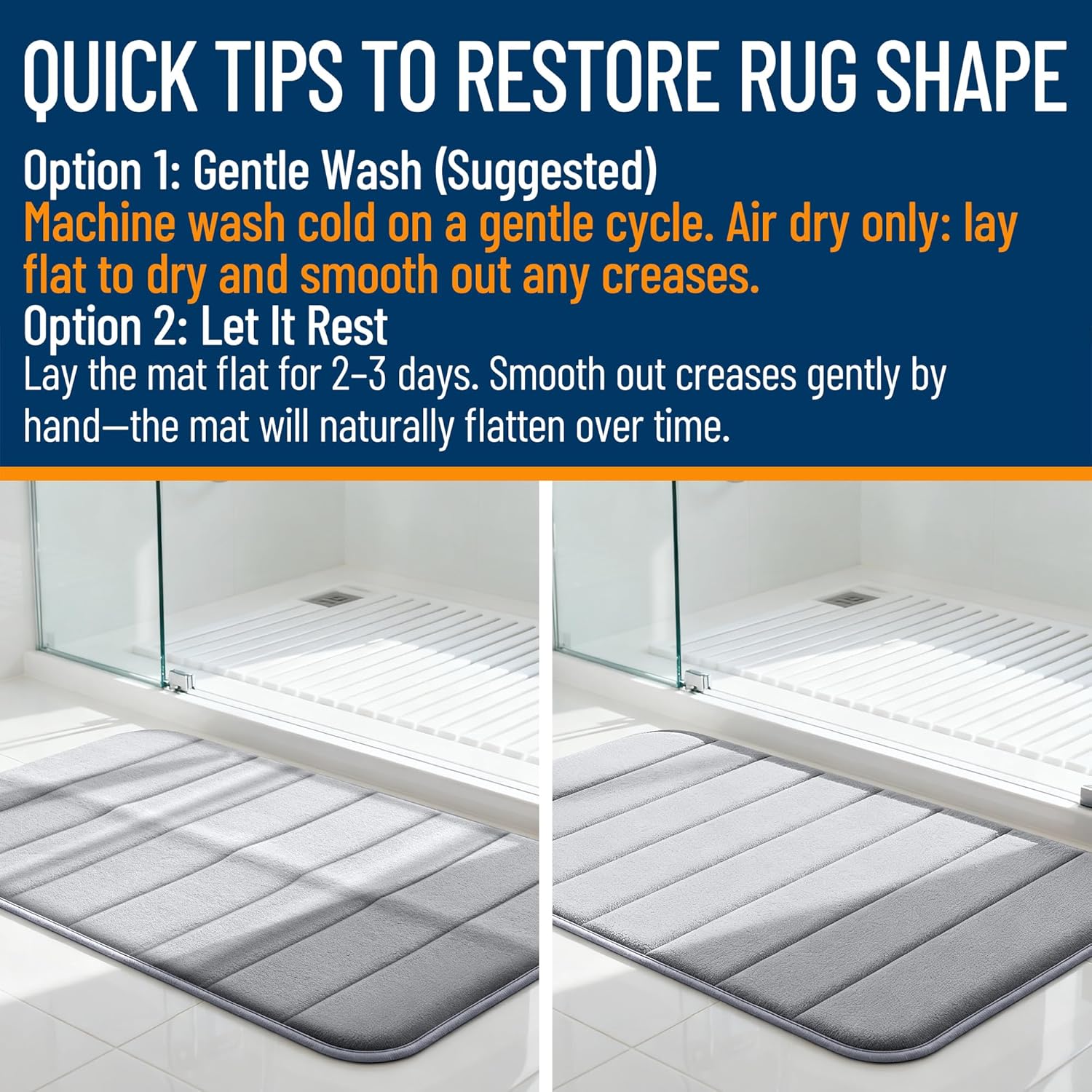 Memory Foam Bath Mat 34x21, Super Soft Absorbent Bathroom Rugs, Quick Dry, Machine Washable Shower Floor Rugs