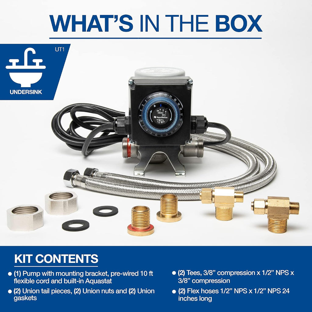 APCOM UT1 Hot Water Recirculation Pump | Under Sink | For Tank Heaters
