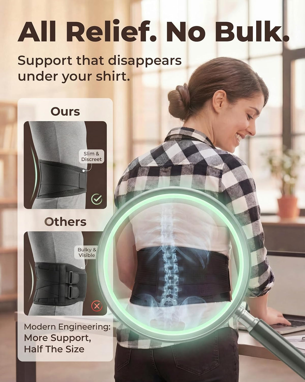 Back Brace for Lower Back Pain - Immediate Relief from Sciatica, Herniated Disc, Scoliosis - Breathable + Lumbar