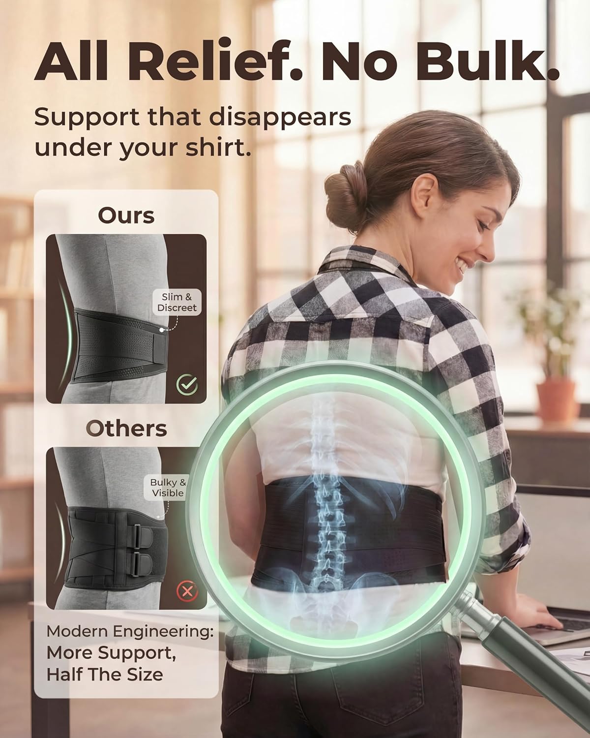 Back Brace for Lower Back Pain - Immediate Relief from Sciatica, Herniated Disc, Scoliosis - Breathable + Lumbar