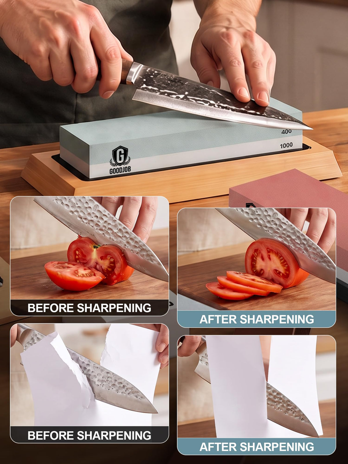 Complete Knife Sharpening Stone Kit, Double-Sided Grit400/1000 & 3000/8000
