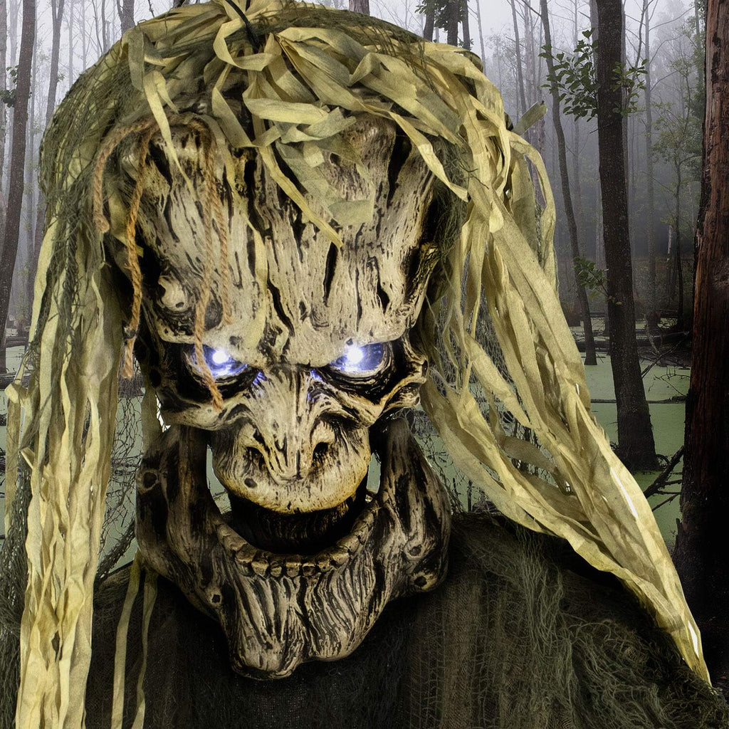 Life-Size Scary Talking Tree Man Halloween Animatronic with Touch Activated Lights and Sound, Battery Operated Indoor