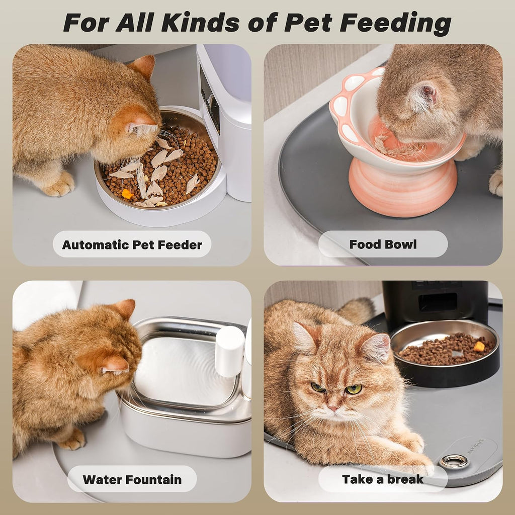 Dog & Cat Mat for Food and Water - Nityers Dog Food Mat for Floors Waterproof with Pocket, High Raised Edges, Thicker