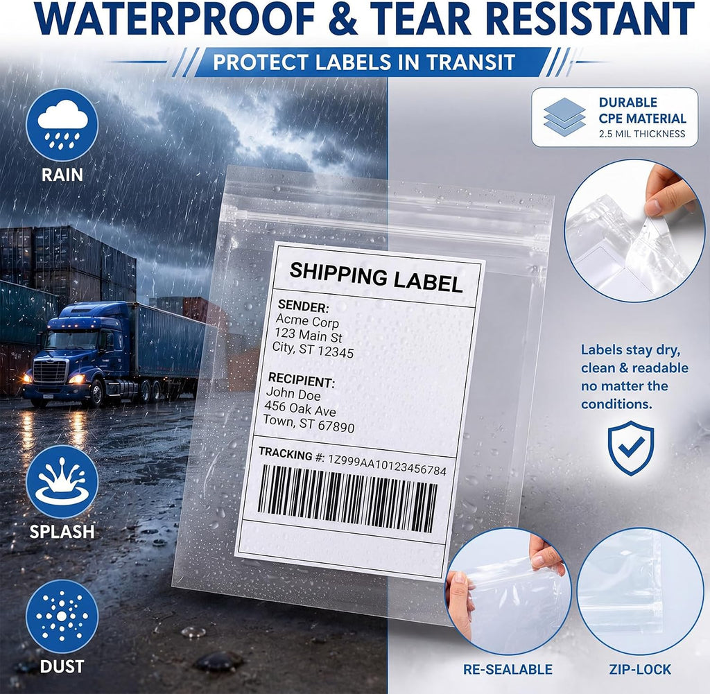 250 Pcs 4.5" x 5.5" Resealable Packing List Envelopes Self-Adhesive