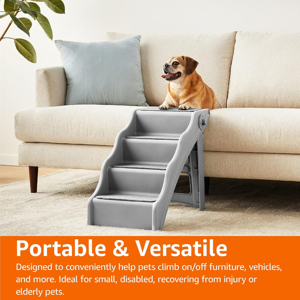 Foldable Non-Slip Pet Stairs for Small Dogs and Cats, Senior Pets, Easy to Climb, 14.6" x 22.75" x 19.5", Grey