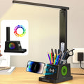 LED Desk Lamp for Home Office,15W Wireless Charger Pen Holder, Black | Desk Light for Bedroom Table, 3 Color Modes 4
