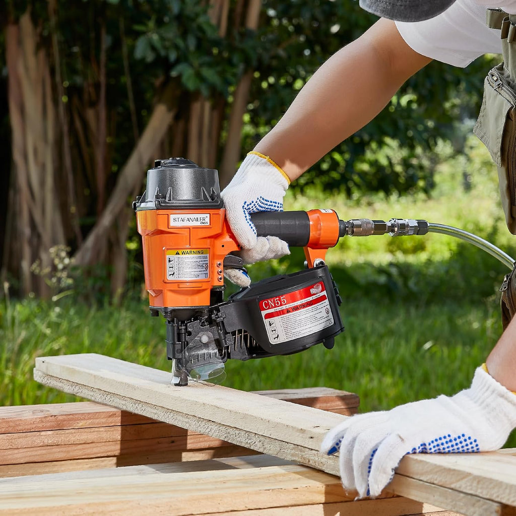 Update CN70 Air Coil Nailer, 15 Degree Pneumatic Coil Nail Gun, 1-3/4" to 2-3/4" Fast Shooting Nailer, High Speed Air